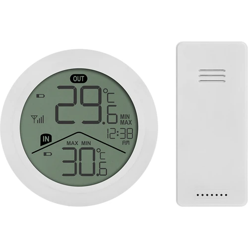 Termómetro electrónico Soens - con sensor exterior, redondo, blanco