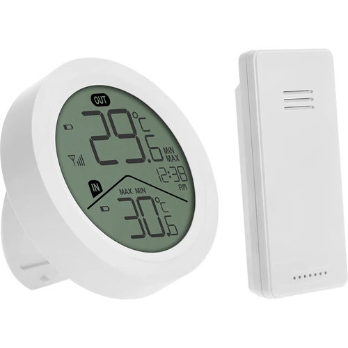 Termómetro electrónico Soens - con sensor exterior, redondo, blanco - 2