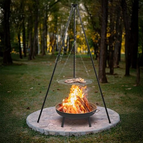 Trípode para fogata con parrilla, 150 cm - 7