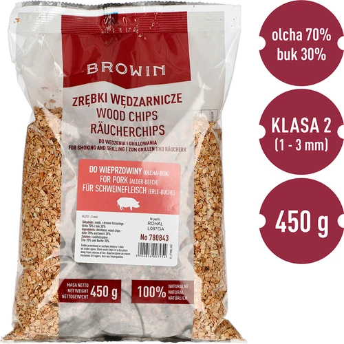 Virutas para ahumar y parrilla 70% aliso + 30% haya, 450 g, clase 2 - 3