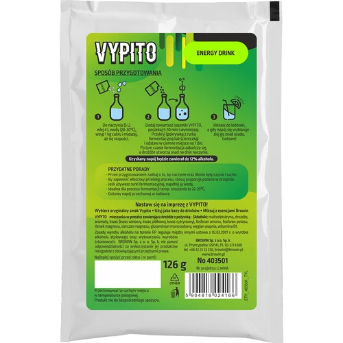 VYPITO 12%, sobre para 18 bebidas - Bebida energética, 126 g - 2