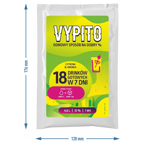 VYPITO 12%, sobre para 18 bebidas - Limón & lima, 126 g - 4