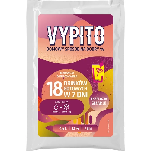 VYPITO 12%, sobre para 18 cócteles – Maracuyá-Melocotón, 126 g