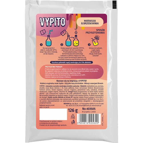 VYPITO 12%, sobre para 18 cócteles – Maracuyá-Melocotón, 126 g - 4