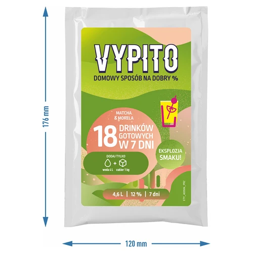 VYPITO 12%, sobre para 18 cócteles - Matcha-Albaricoque, 126g - 4