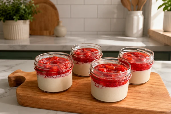 Panna Cotta vegana con fresas