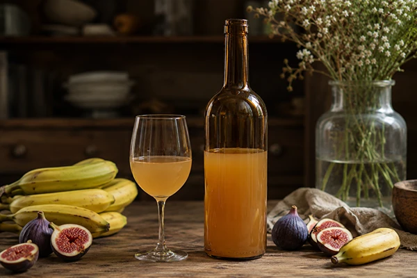 Vino de postre de higos y bananas