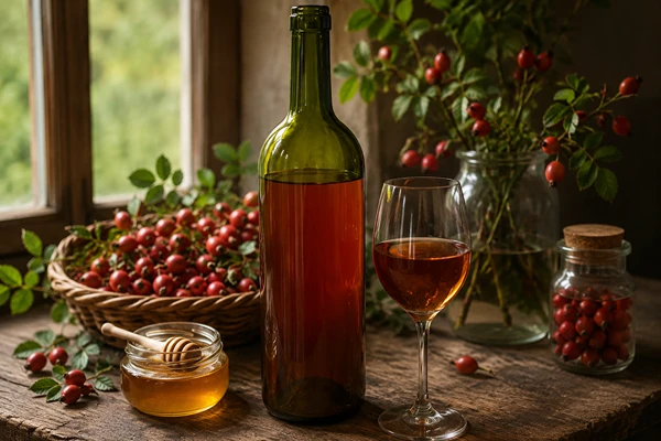 Vino de rosa mosqueta con miel