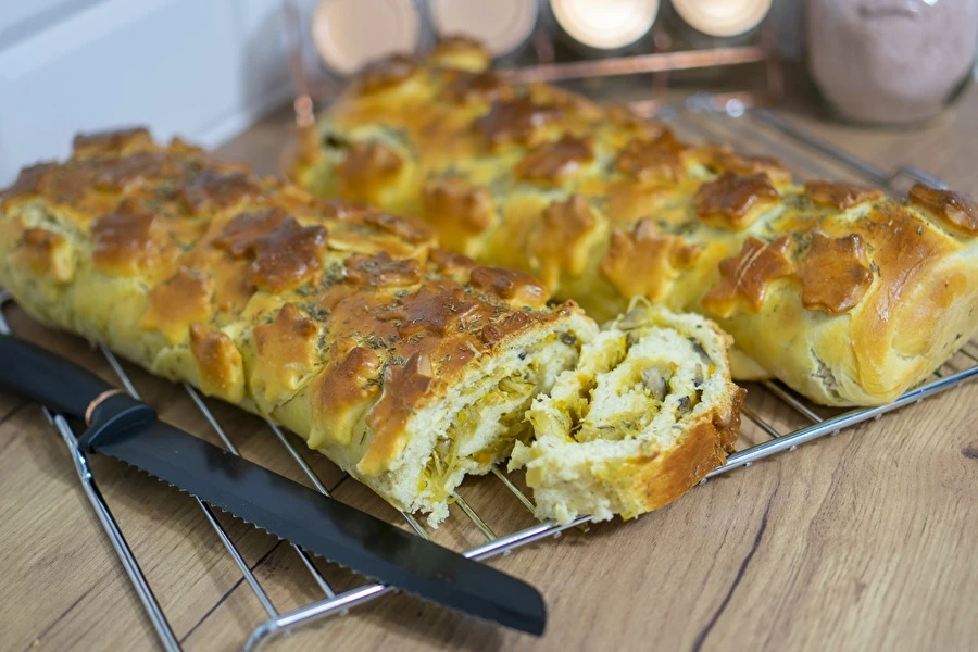 Browin Przepiśnik - Kulebiak de levadura con chucrut y champiñones